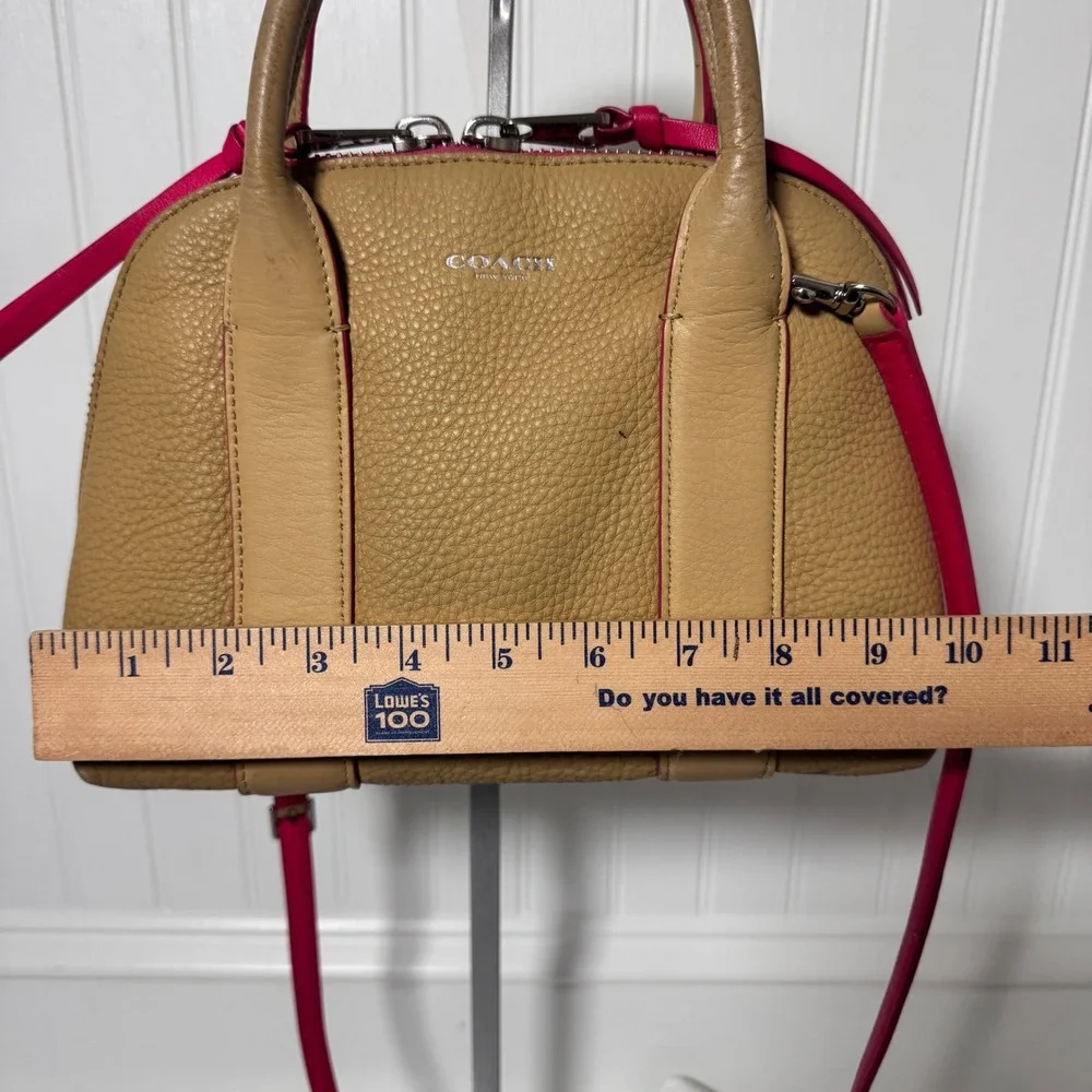Coach Bleecker Mini Preston Satchel Camel Leather Crossbody Pink Edgepaint